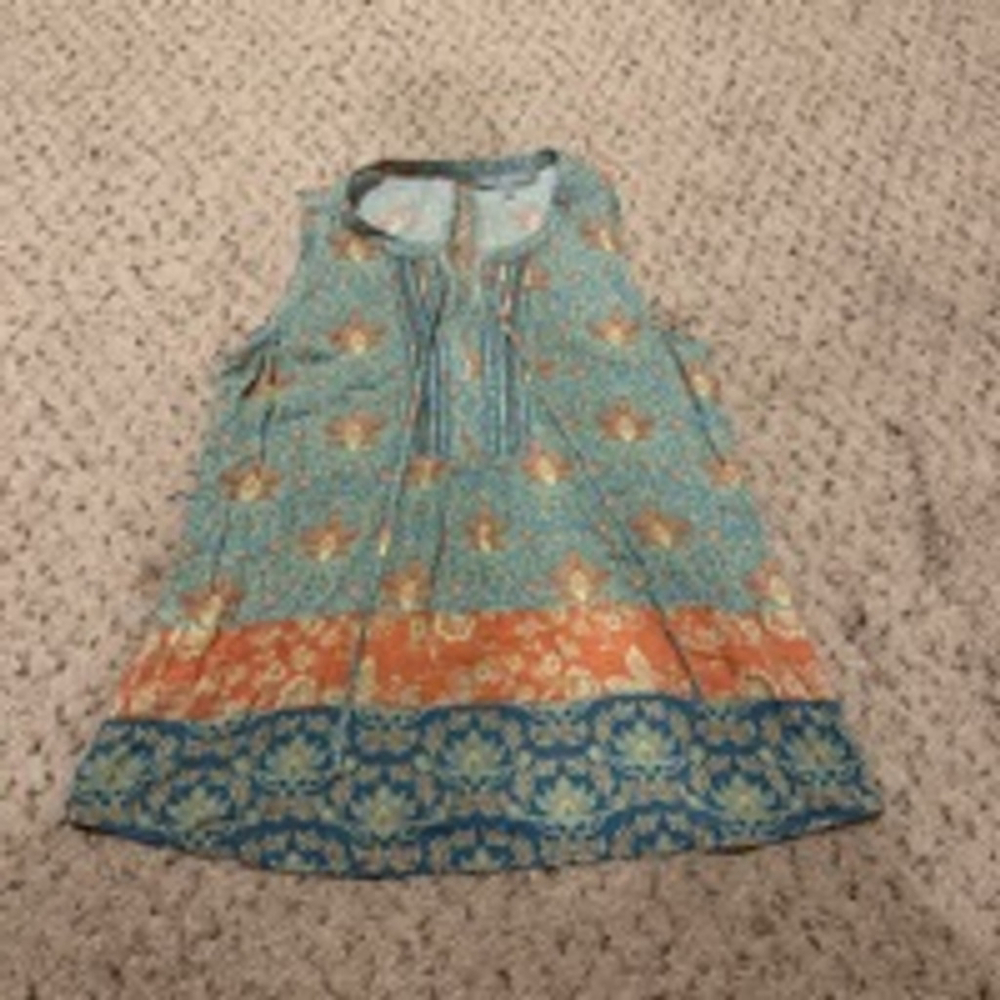 Women's Daniel Rainn Tank Top Size S Blue Orange Floral Sleeveless